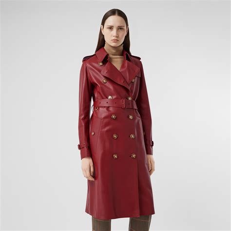 Trench lungo in pelle (Berry) 